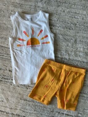 Carter's Kids 'Up With The Sun' White & Yellow Pajama Set